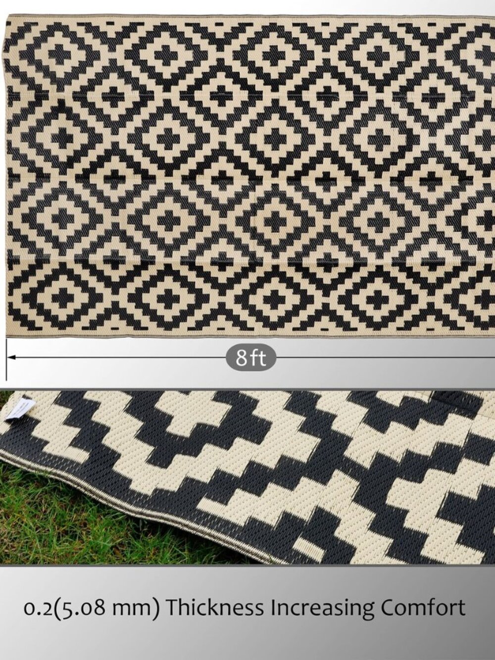 Waterproof Outdoor Rug 5x8 ft, Plastic Reversible Rug, Modern Area Rug, Large - Picture 2 of 8